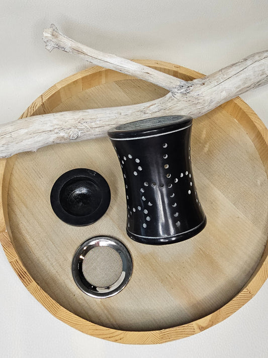 Räuchergefäß/Duftlampe Speckstein schwarz