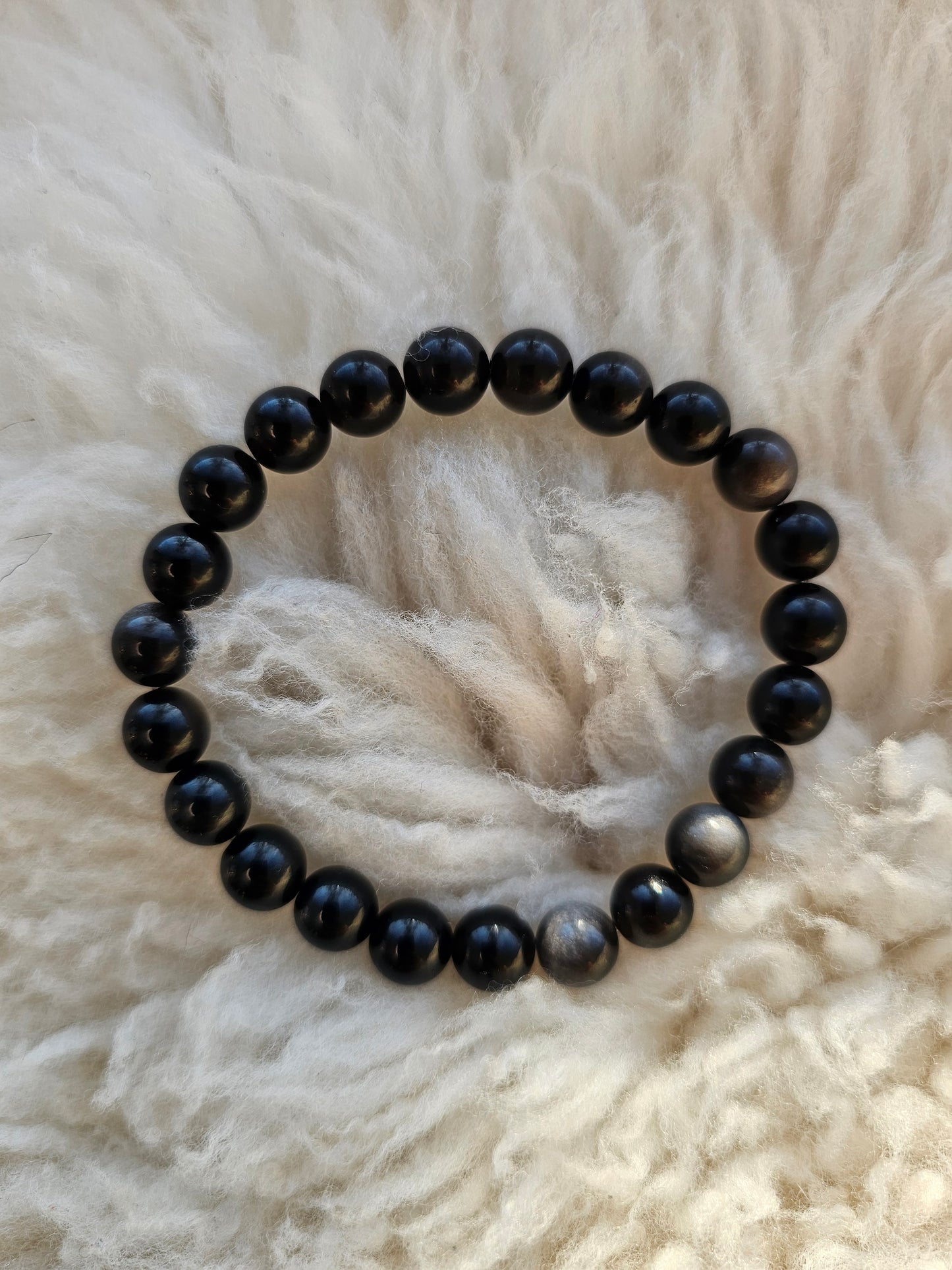 Silber Obsidian, Kugelarmband 8 mm