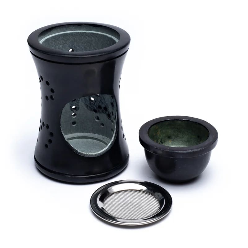 Räuchergefäß/Duftlampe Speckstein schwarz