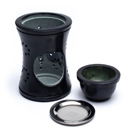 Räuchergefäß/Duftlampe Speckstein schwarz
