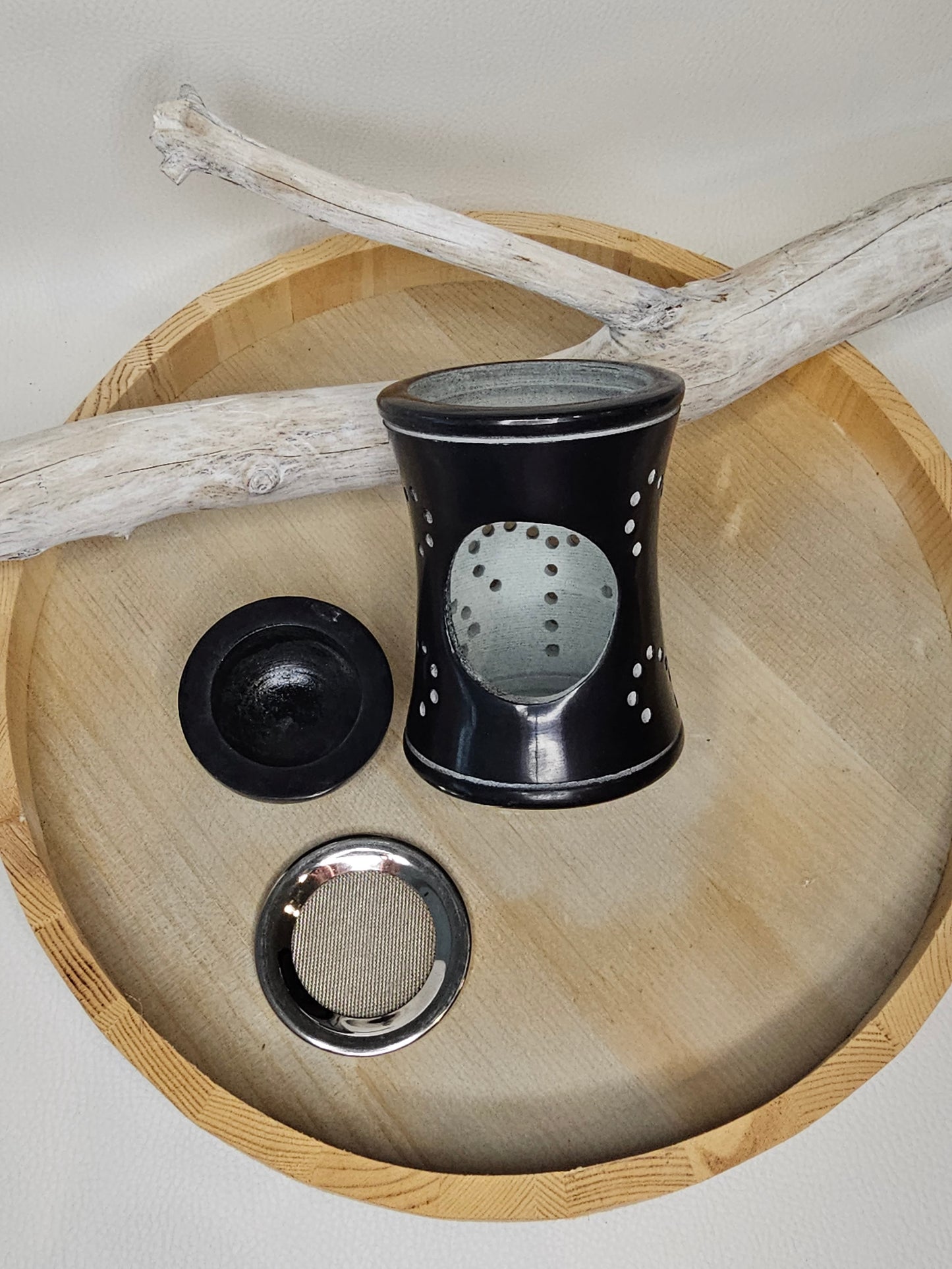 Räuchergefäß/Duftlampe Speckstein schwarz