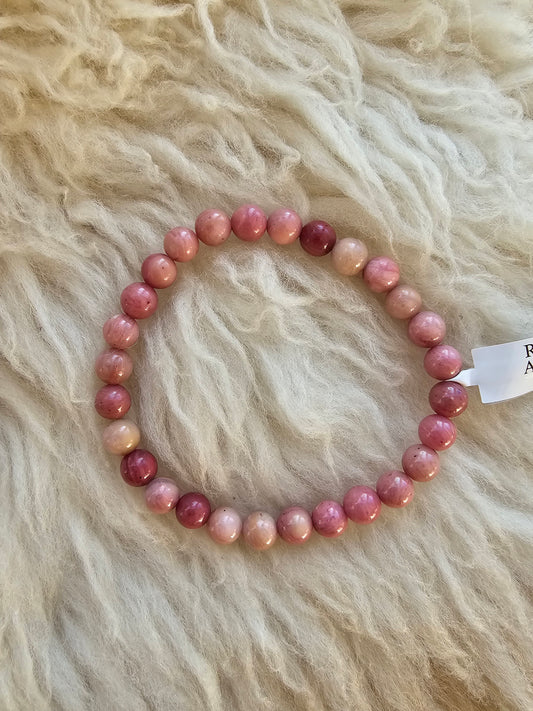 Rhodonit Australien, Kugelarmband 6 mm A-Qualität
