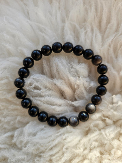 Silber Obsidian, Kugelarmband 8 mm