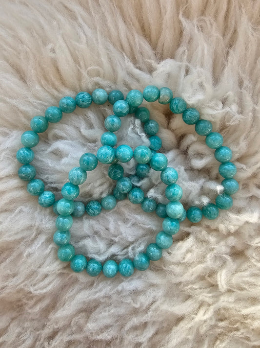 Amazonit Peru, Kugelarmband 8 mm AA-Qualität