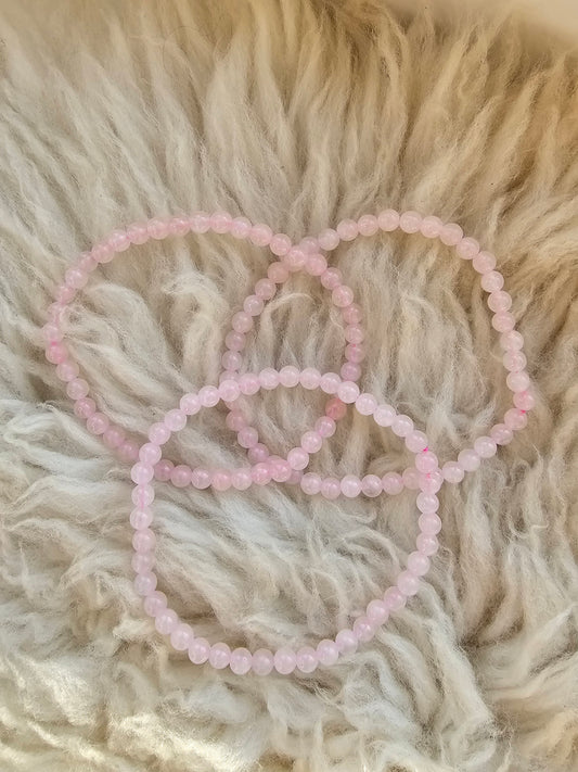 Rosenquarz, Kugelarmband 4 mm