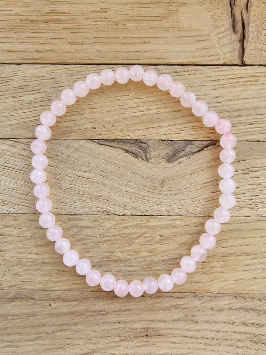Rosenquarz, Kugelarmband 4 mm