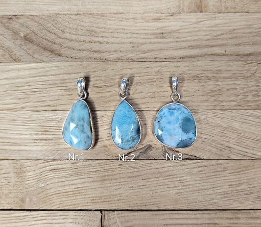 Larimar, Anhänger eingefasst