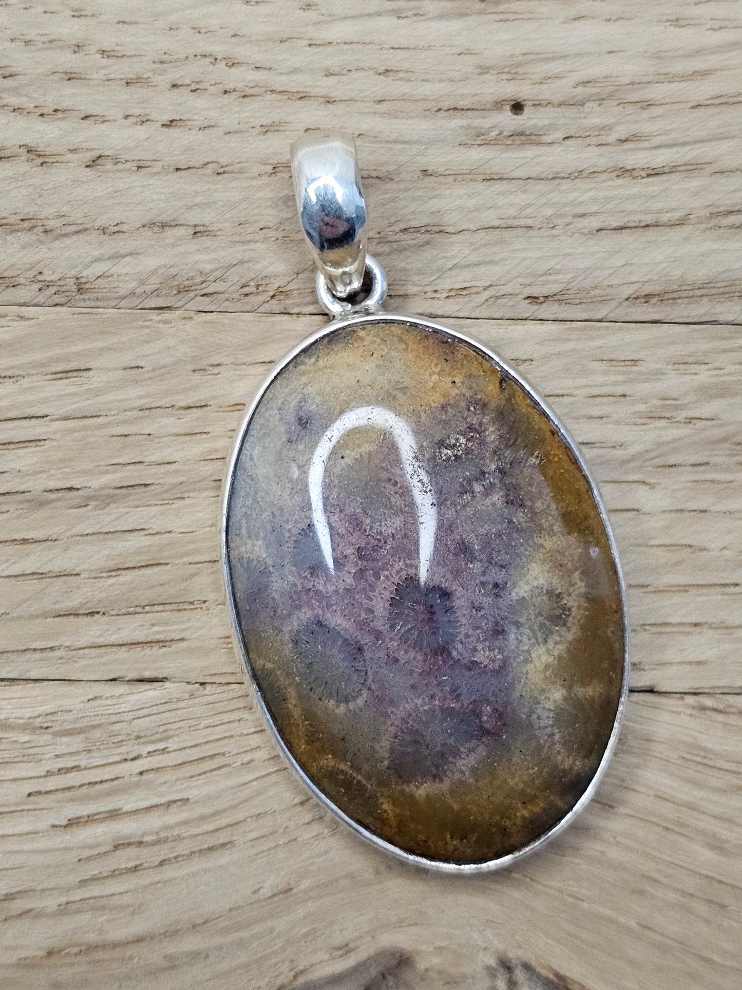 Fossile Koralle, Anhänger eingefasst