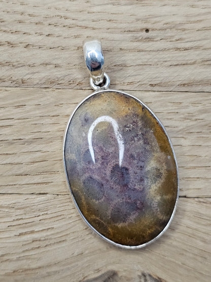 Fossile Koralle, Anhänger eingefasst