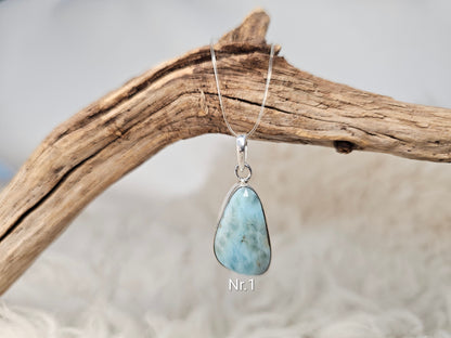 Larimar, Anhänger eingefasst