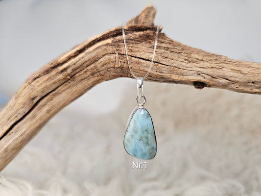 Larimar, Anhänger eingefasst