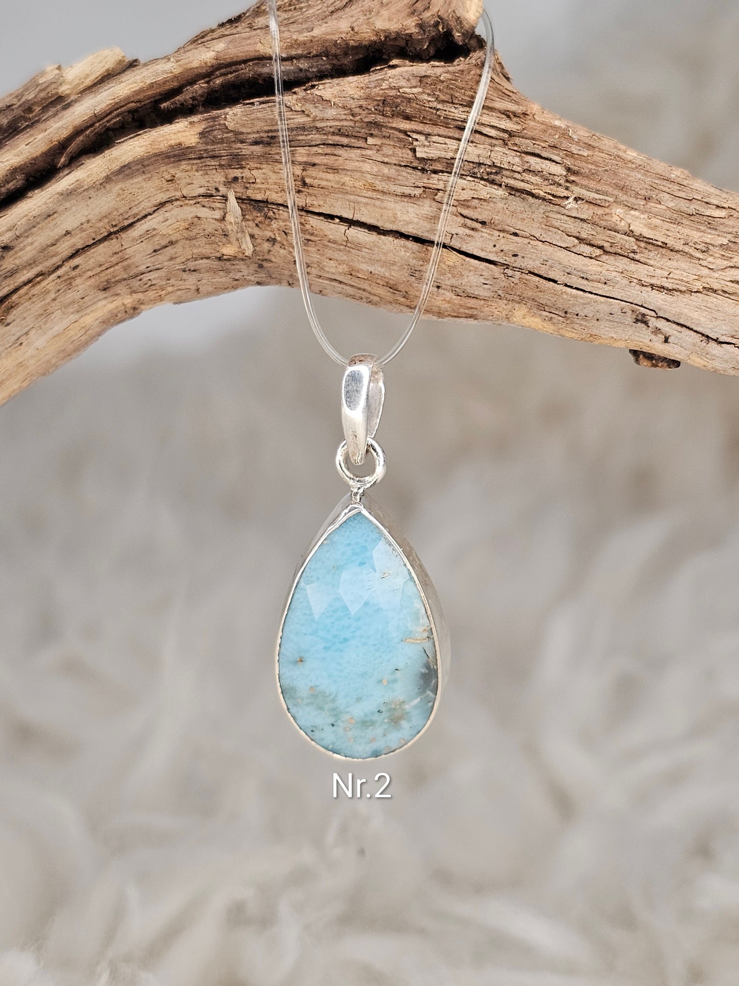 Larimar, Anhänger eingefasst