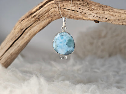 Larimar, Anhänger eingefasst